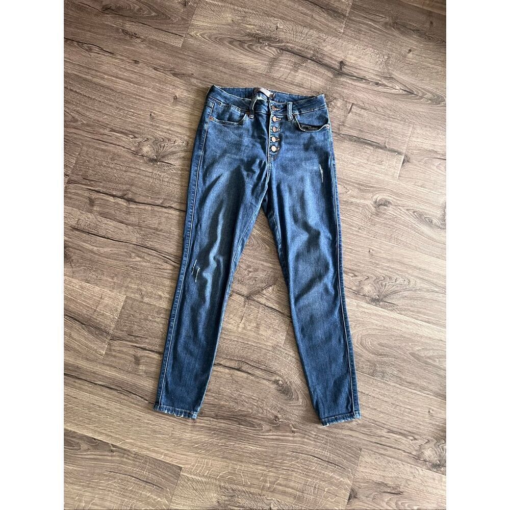 Just USA Women's Button Fly High Rise Dark Denim Fit size 29”